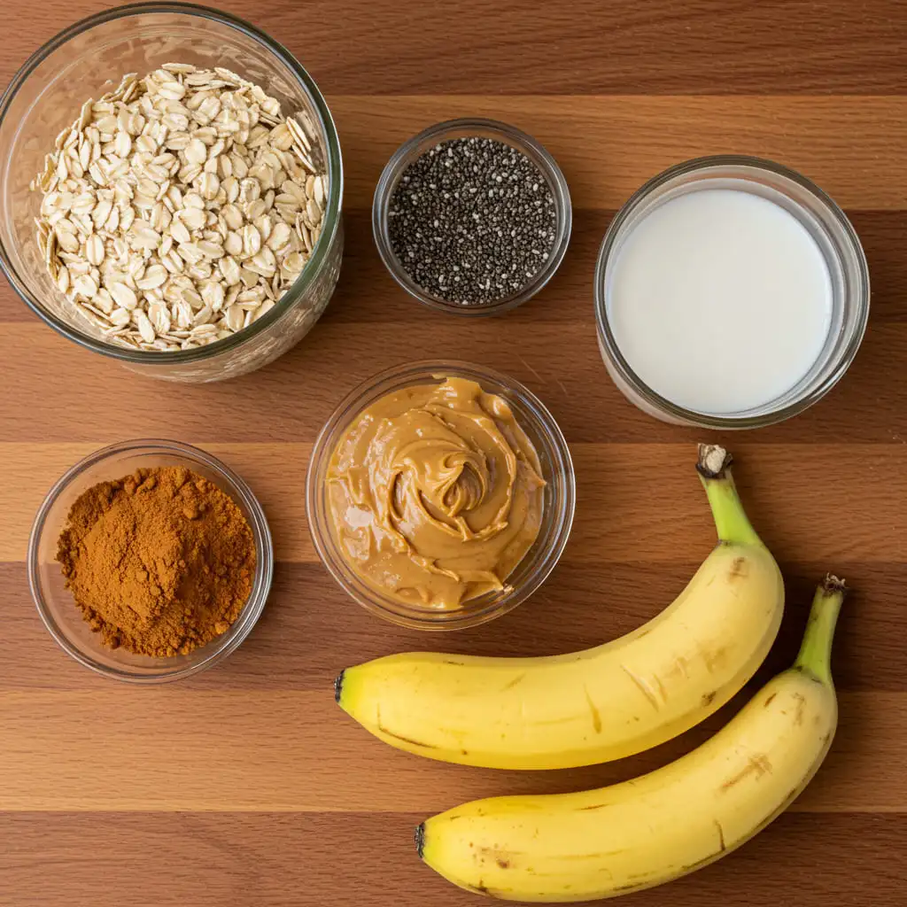 Creamy peanut butter overnight oats ingredients 