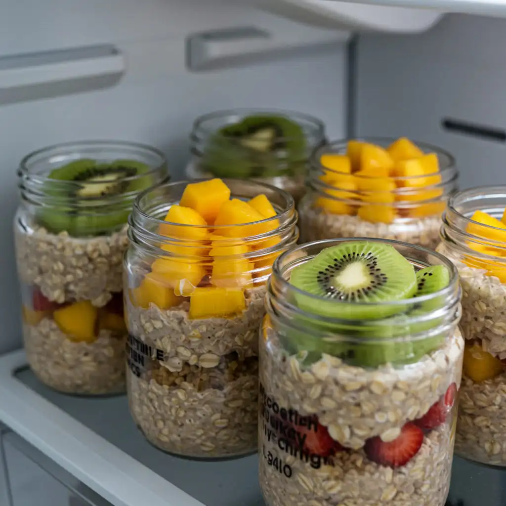 Meal prep mycoprotein overnight oats in jars