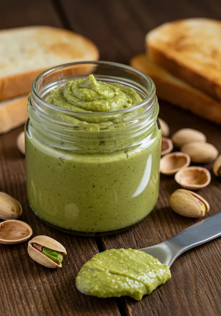 better good pistachio butter in glass jar with pistachios