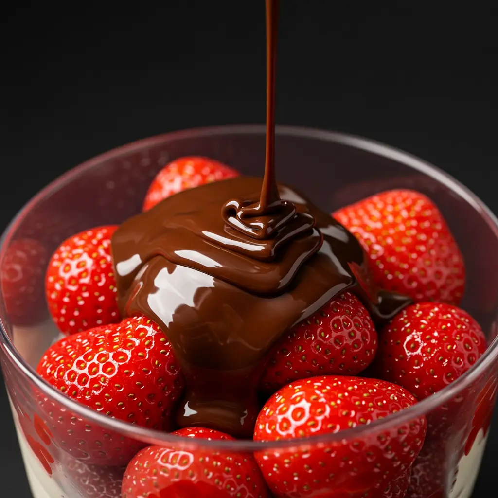 Chocolate ganache for Dubai chocolate covered strawberries