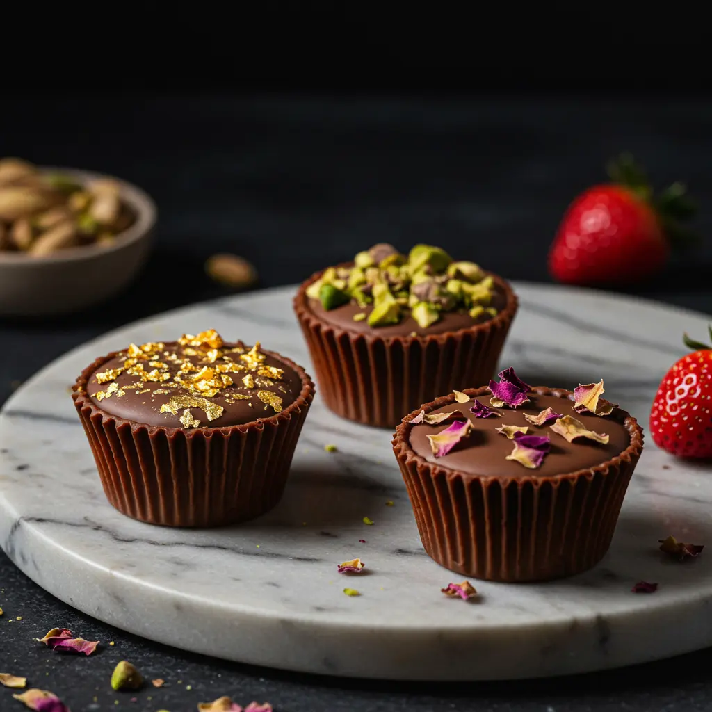 Dubai chocolate strawberry cup variations with gourmet toppings