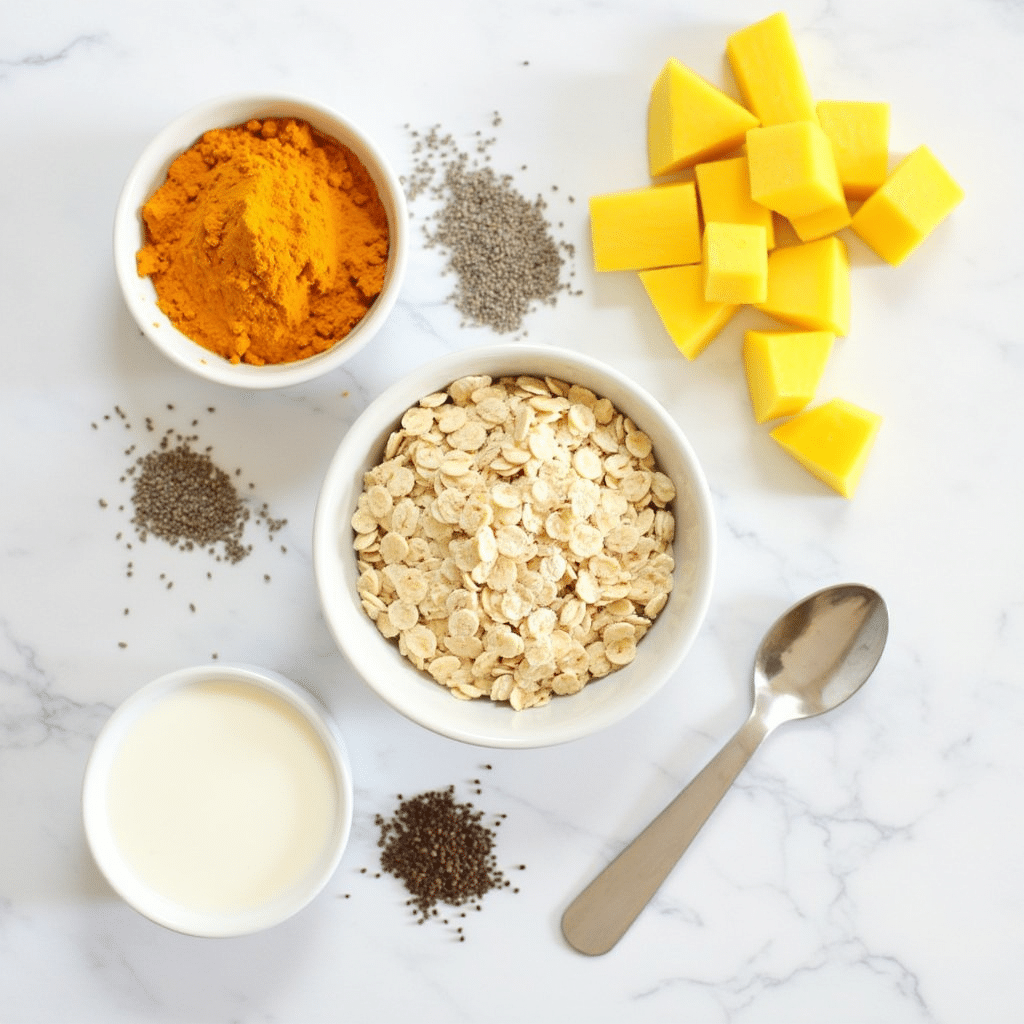 ingredients for tropical turmeric overnight oats
