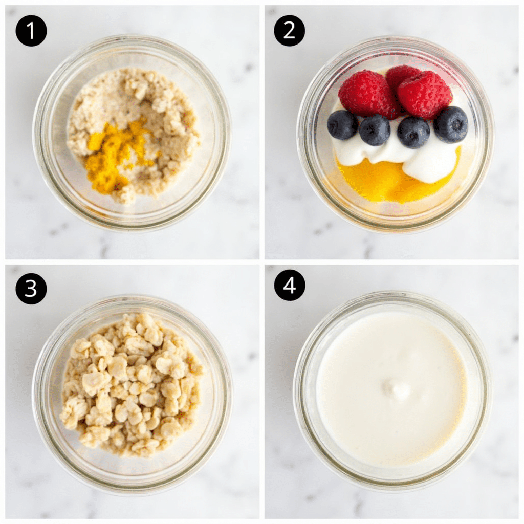 how to make tropical turmeric overnight oats in layers