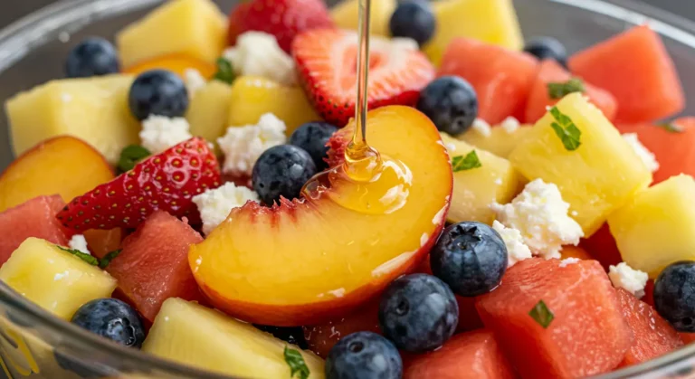 Summer Peach Fruit Salad with Berries and Feta
