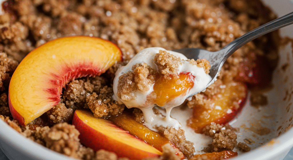 Peach Crisp with Fresh Peaches featured