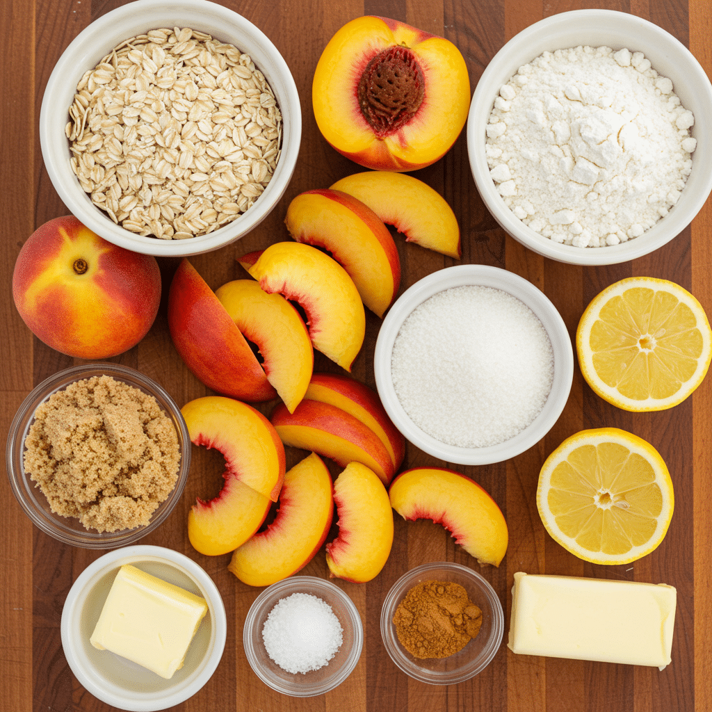 Peach Crisp with Fresh Peaches ingredients