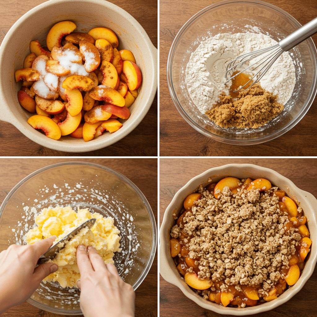 Peach Crisp with Fresh Peaches preparation