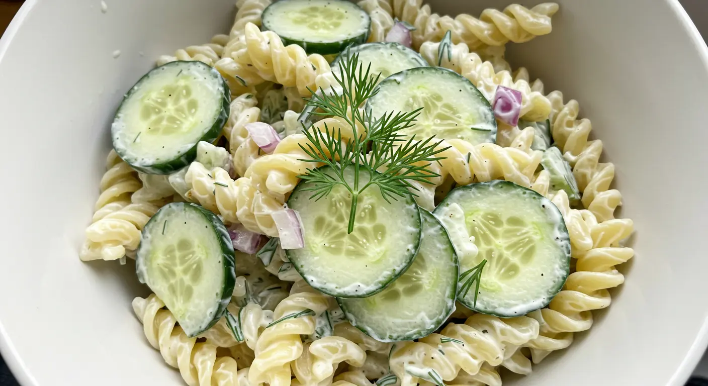 Easy and Creamy Fresh Cucumber Pasta Salad Recipe