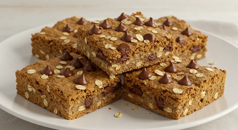 Homemade peanut butter banana oat bars on a plate