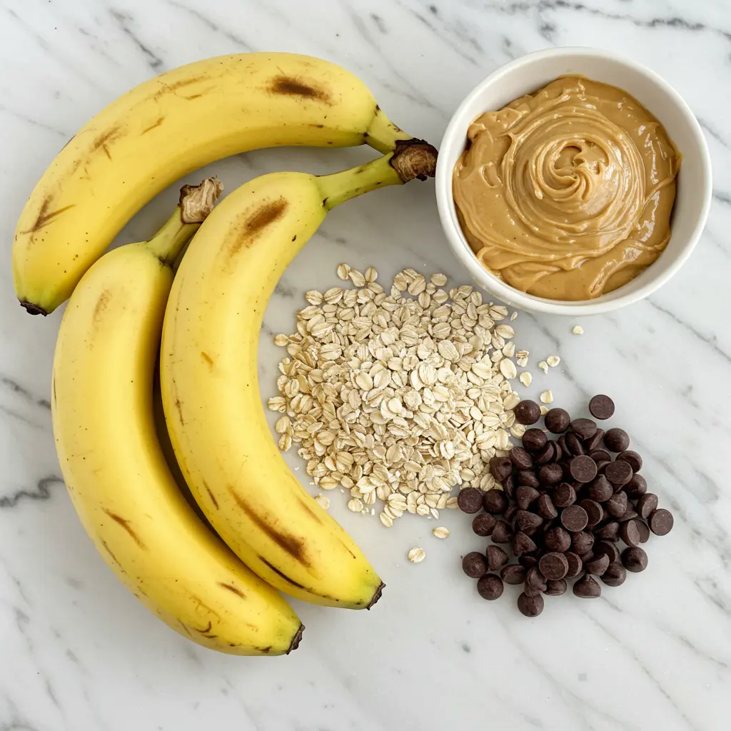 Ingredients for 4-ingredient peanut butter banana bars