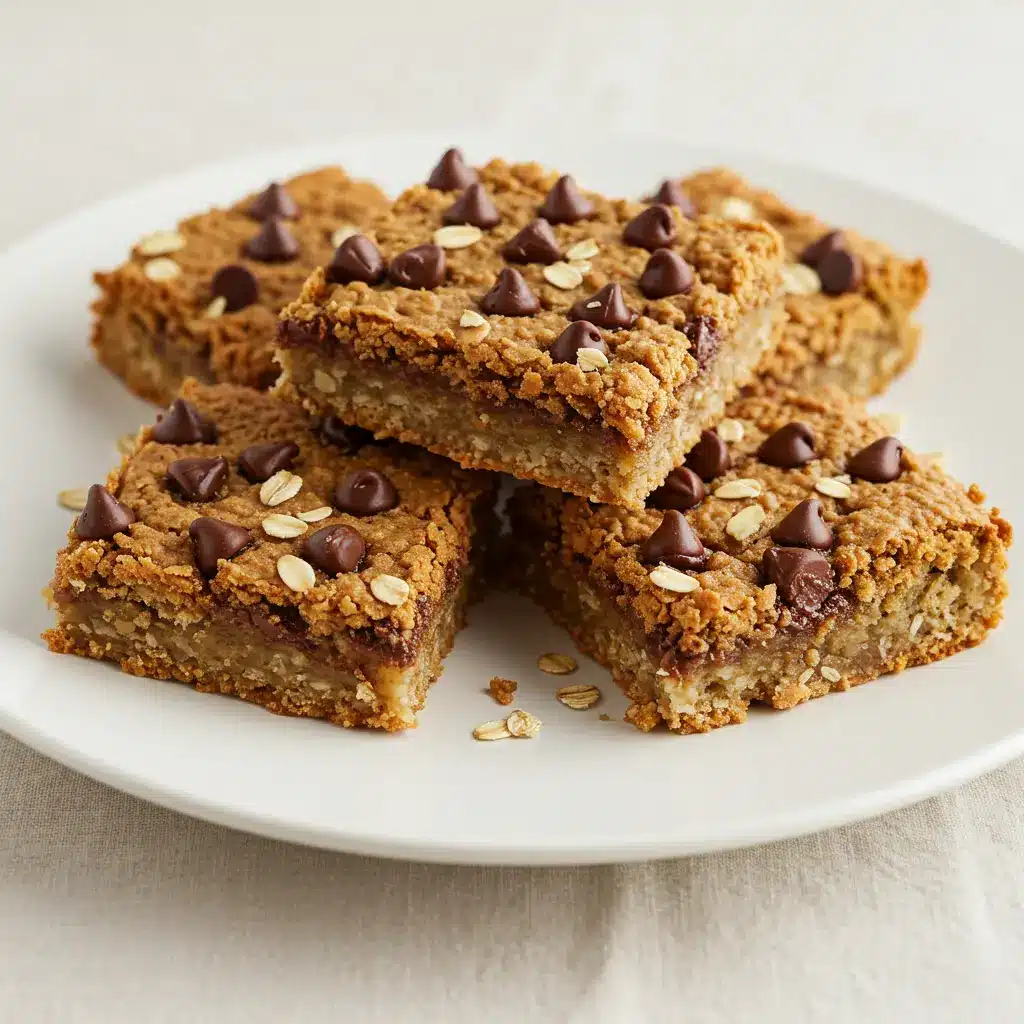 Homemade peanut butter banana oat bars on a plate
