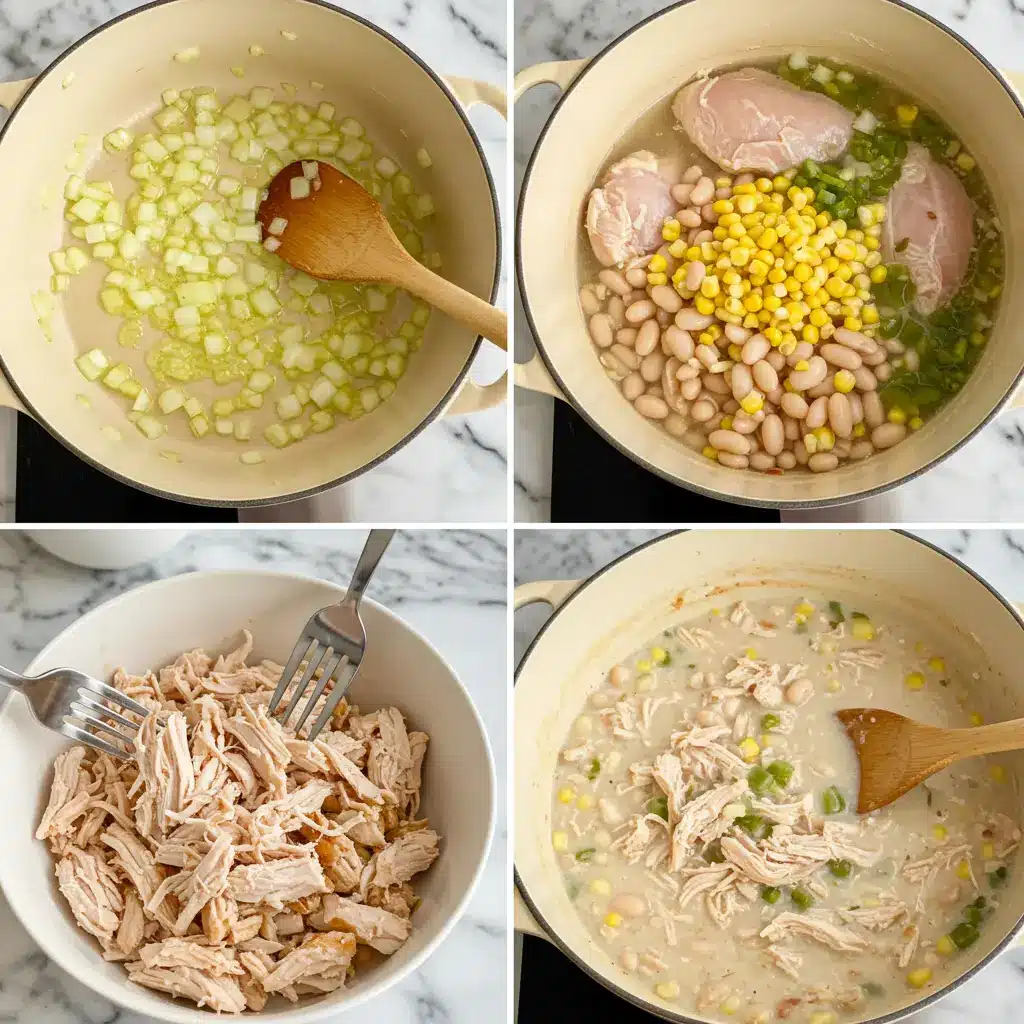 Creamy White Chicken Chili preparation