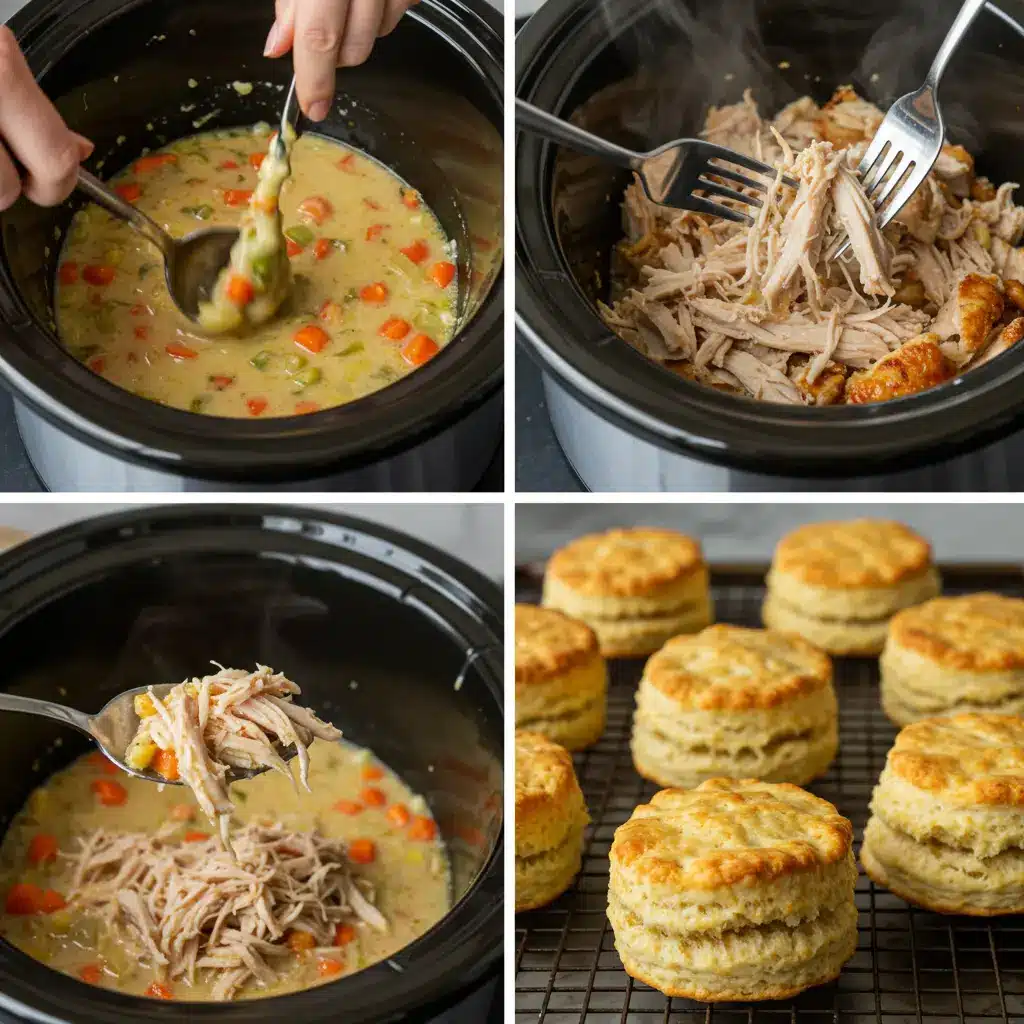 Crockpot Chicken Pot Pie preparation