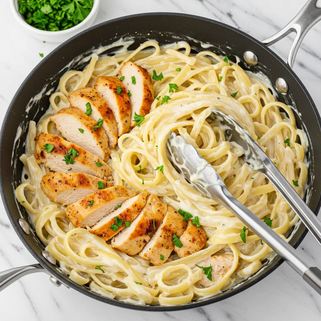 One Pot Chicken Alfredo Pasta