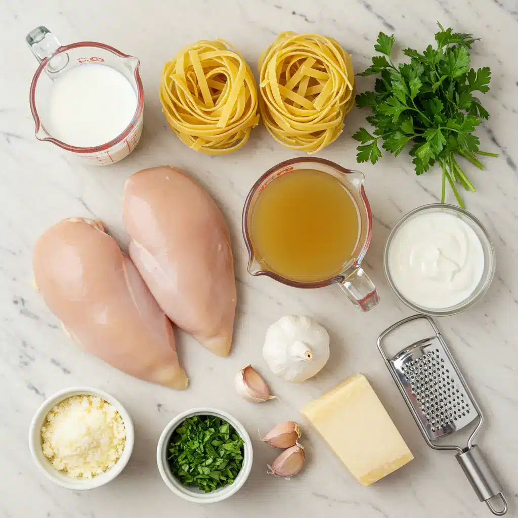 One Pot Chicken Alfredo Pasta ingredients