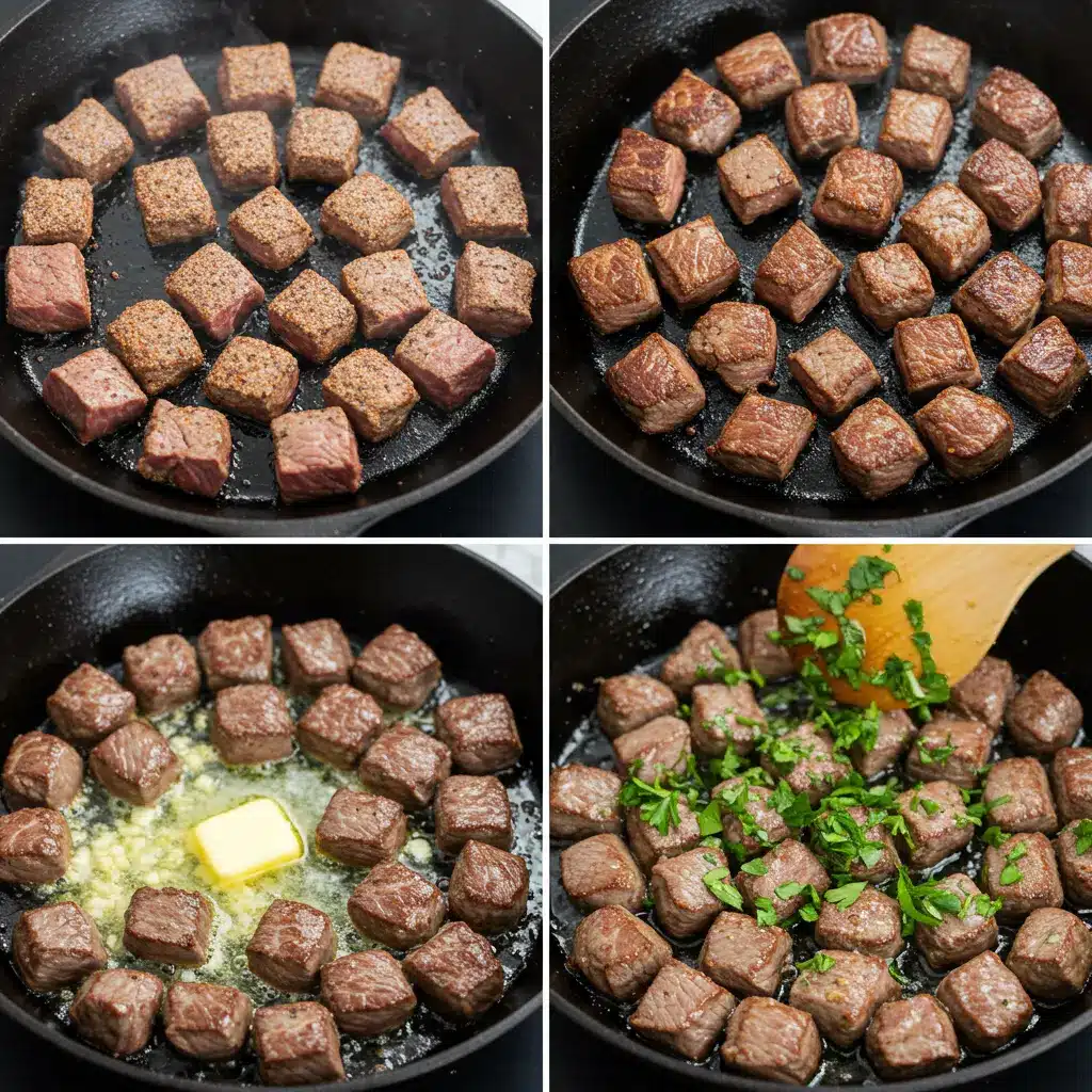 Steak Bites with Garlic Butter preparation