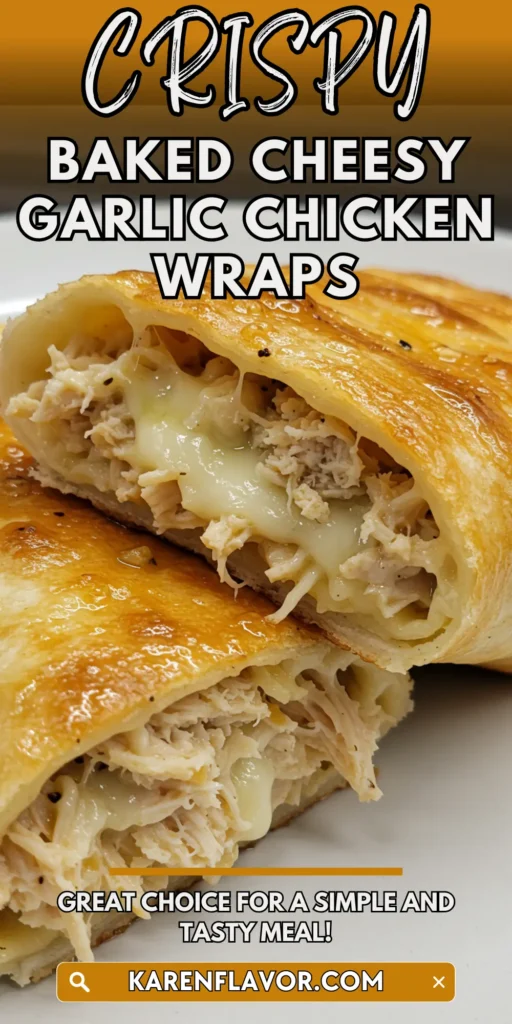 Baked Cheesy Garlic Chicken Wraps