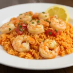 Garlic Butter Shrimp and Rice served