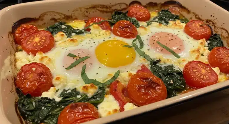 Mediterranean Baked Feta Eggs f