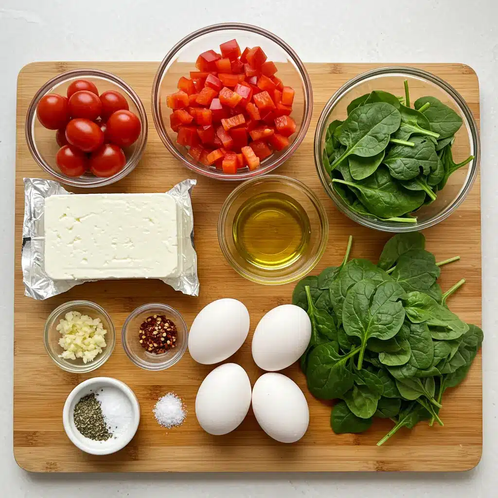 Mediterranean Baked Feta Eggs ingredients
