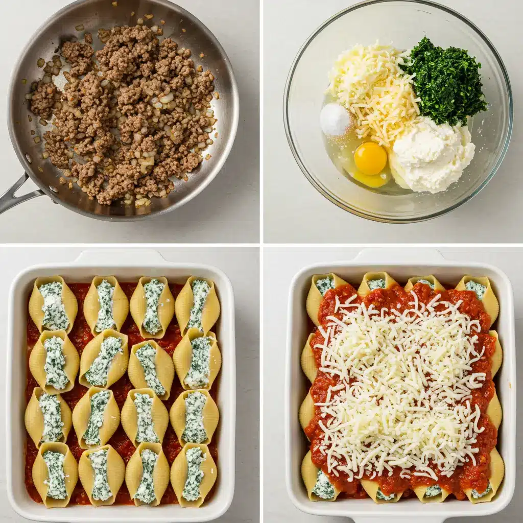 Stuffed Shells with Ground Beef preparation