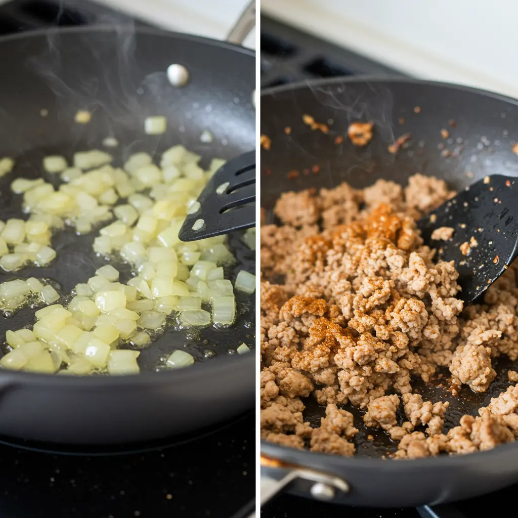 Turkey Taco Bowls preparation