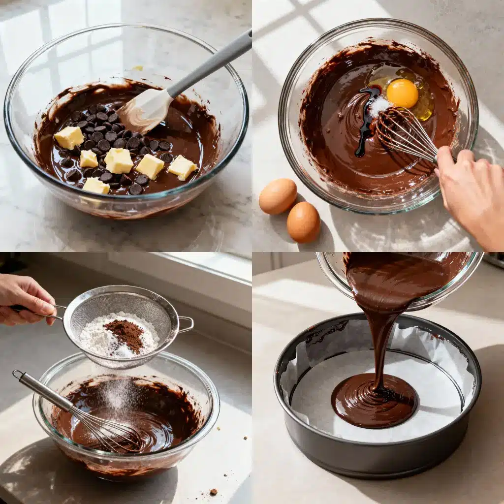 Chocolate Fudge Cake preparation