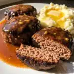 Hamburger Steak with Brown Gravy served