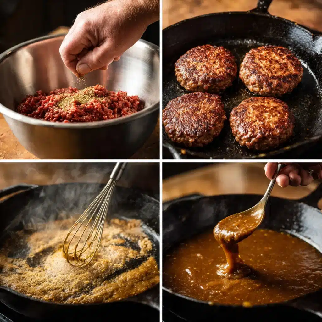 Hamburger Steak with Brown Gravy steps