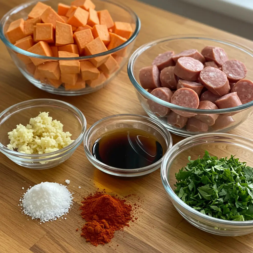 Sausage and Sweet Potatoes ingredients