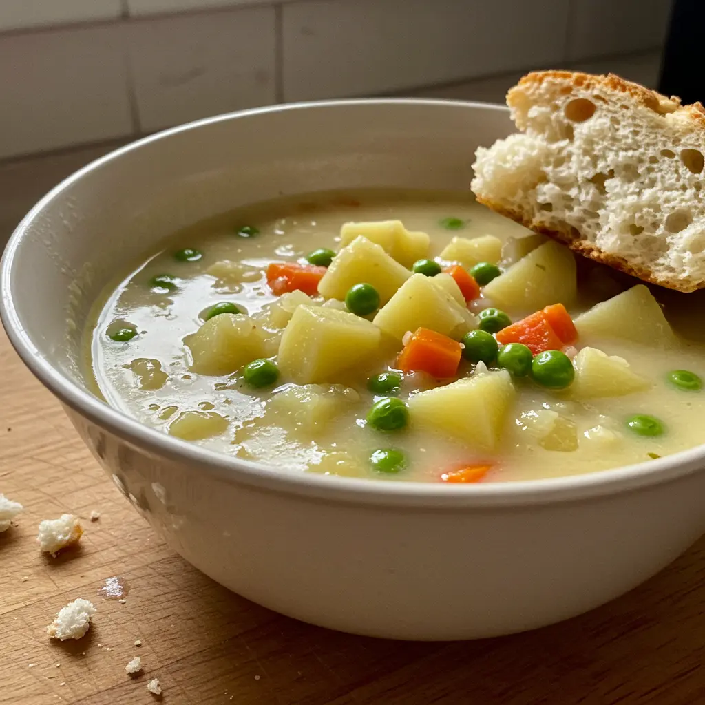 Veggie Pot Pie Soup served