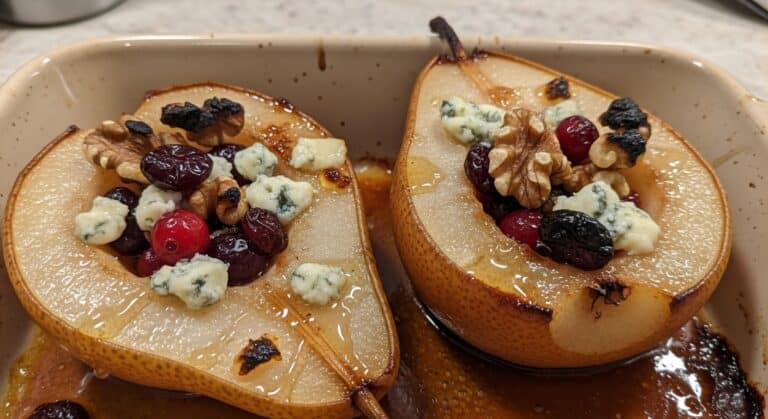 Baked Pears with Cranberries and Blue Cheese f