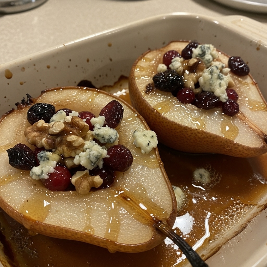 Baked Pears with Cranberries and Blue Cheese