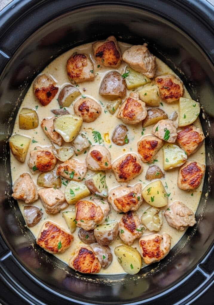 Crockpot Garlic Parmesan Chicken and Potatoes