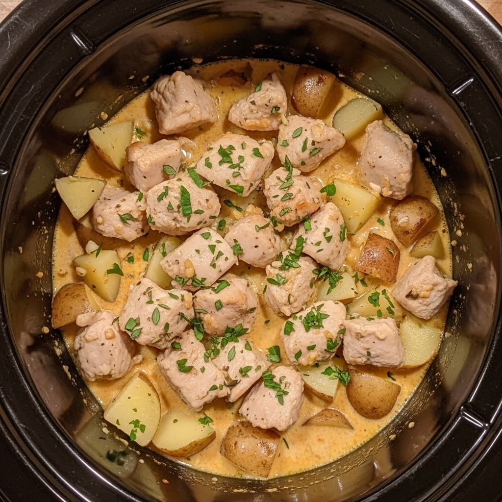 Crockpot Garlic Parmesan Chicken and Potatoes