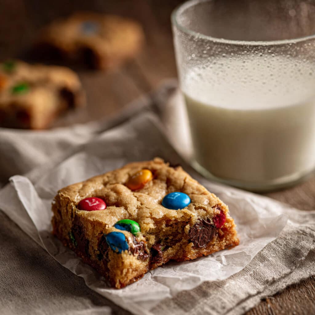 Chewy M&M Cookie Bars