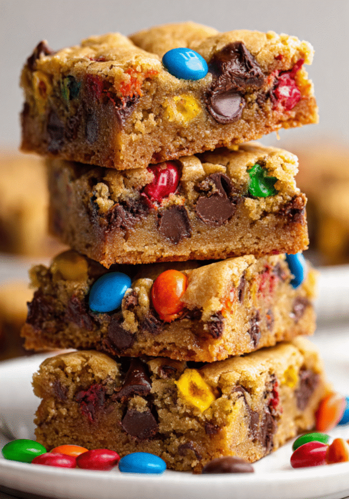 Chewy M&M Cookie Bars