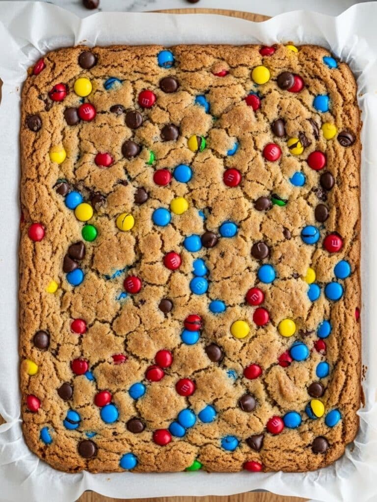Chewy M&M Cookie Bars