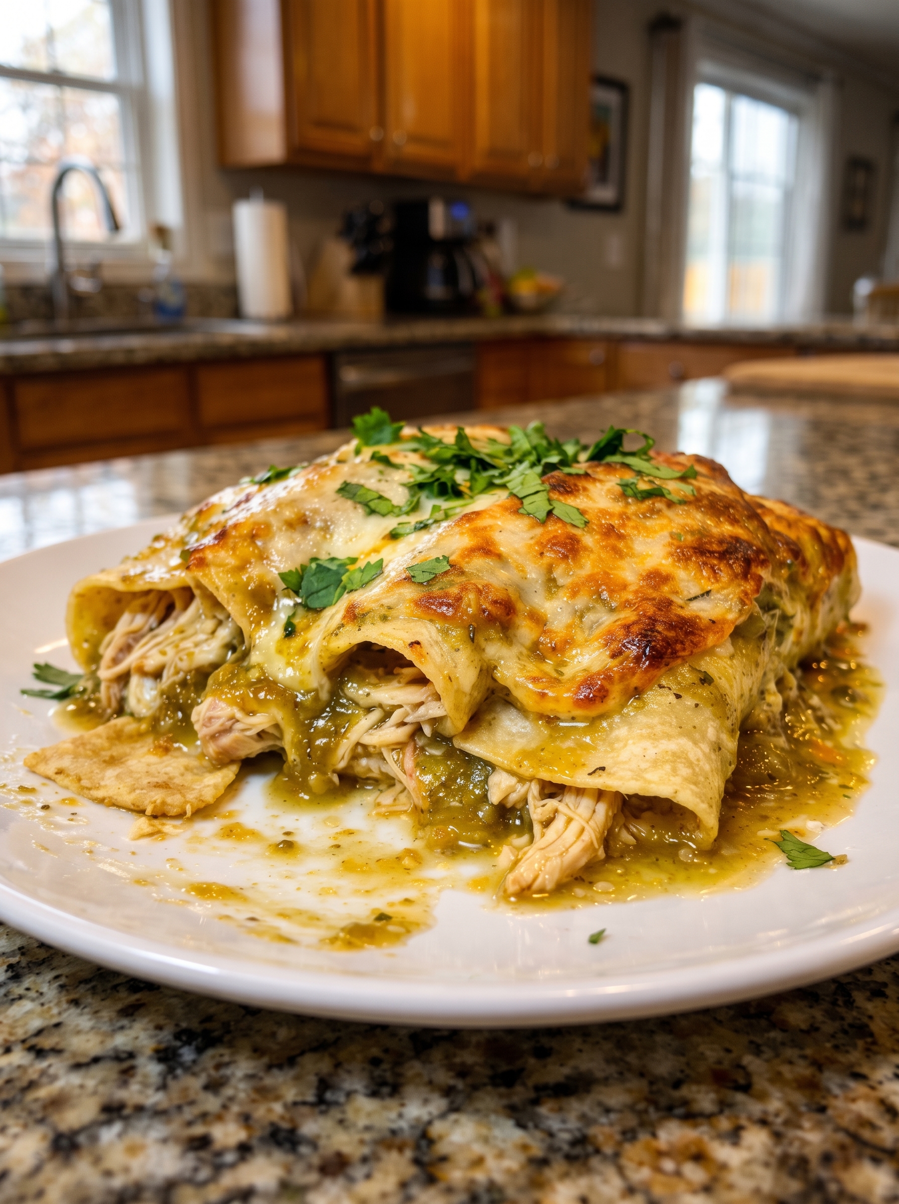 Greek Yogurt Chicken Enchilada Bake