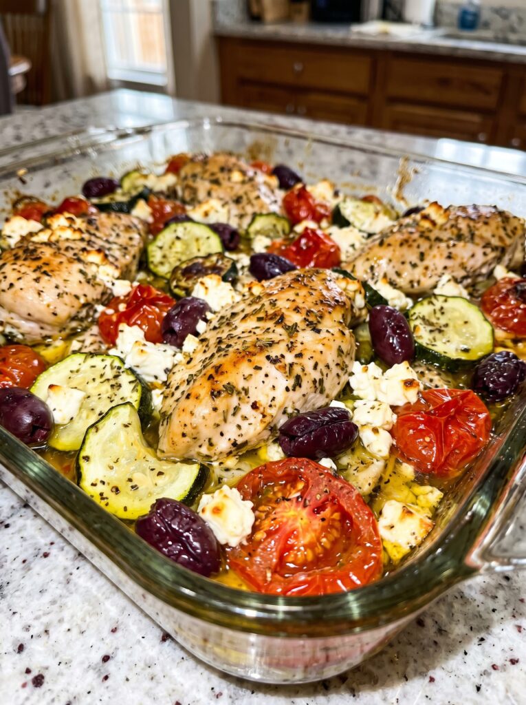 Mediterranean Chicken Zucchini Bake